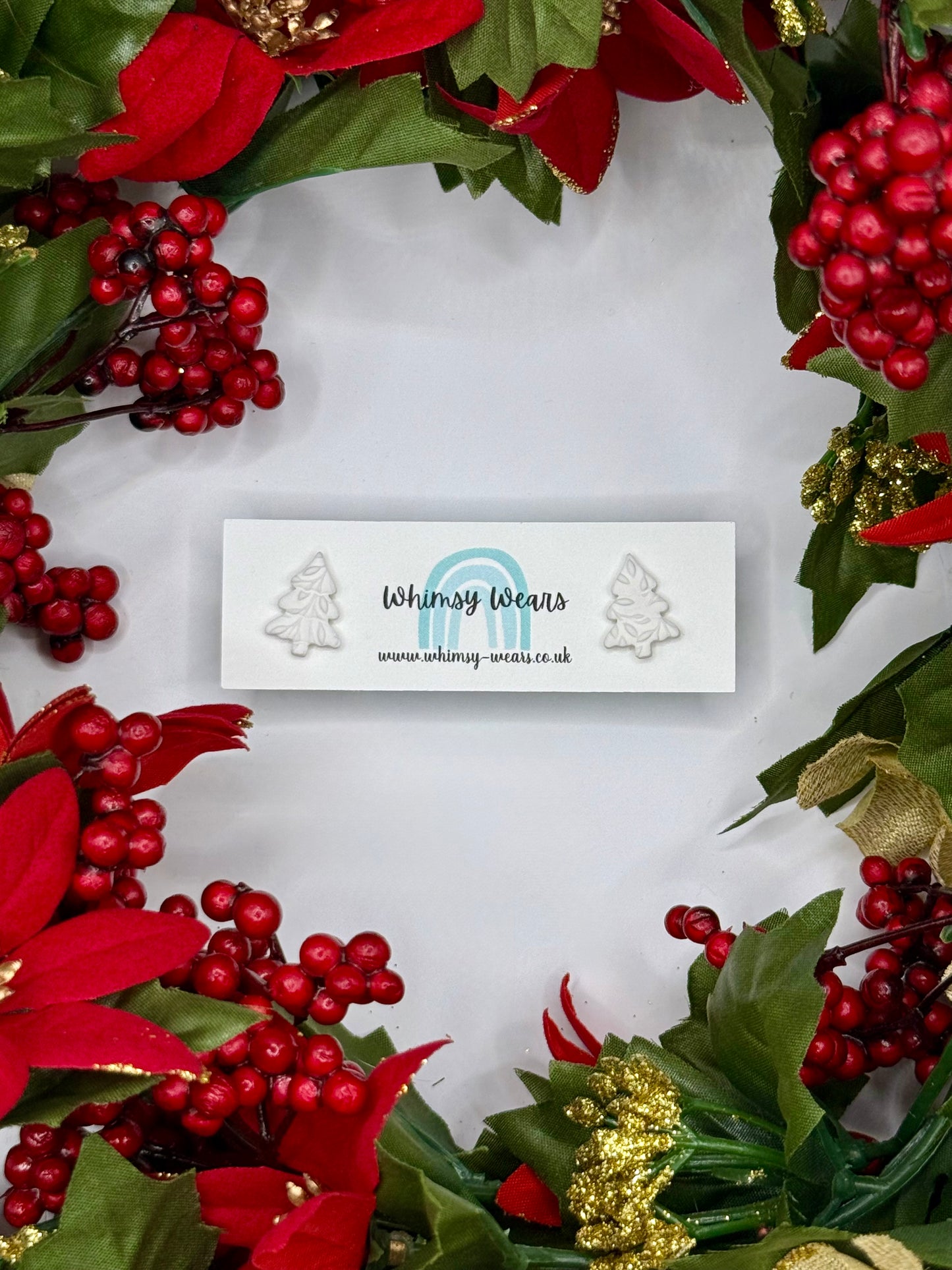 Christmas Tree Studs - White