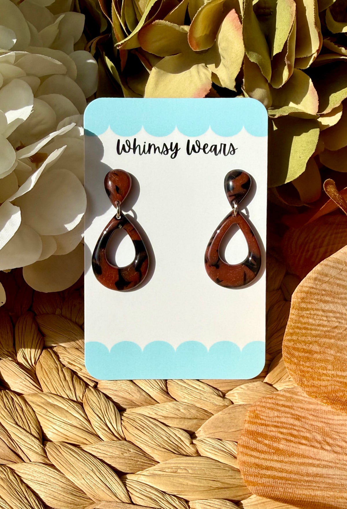 Tortoiseshell Droplet Dangles - LIMITED