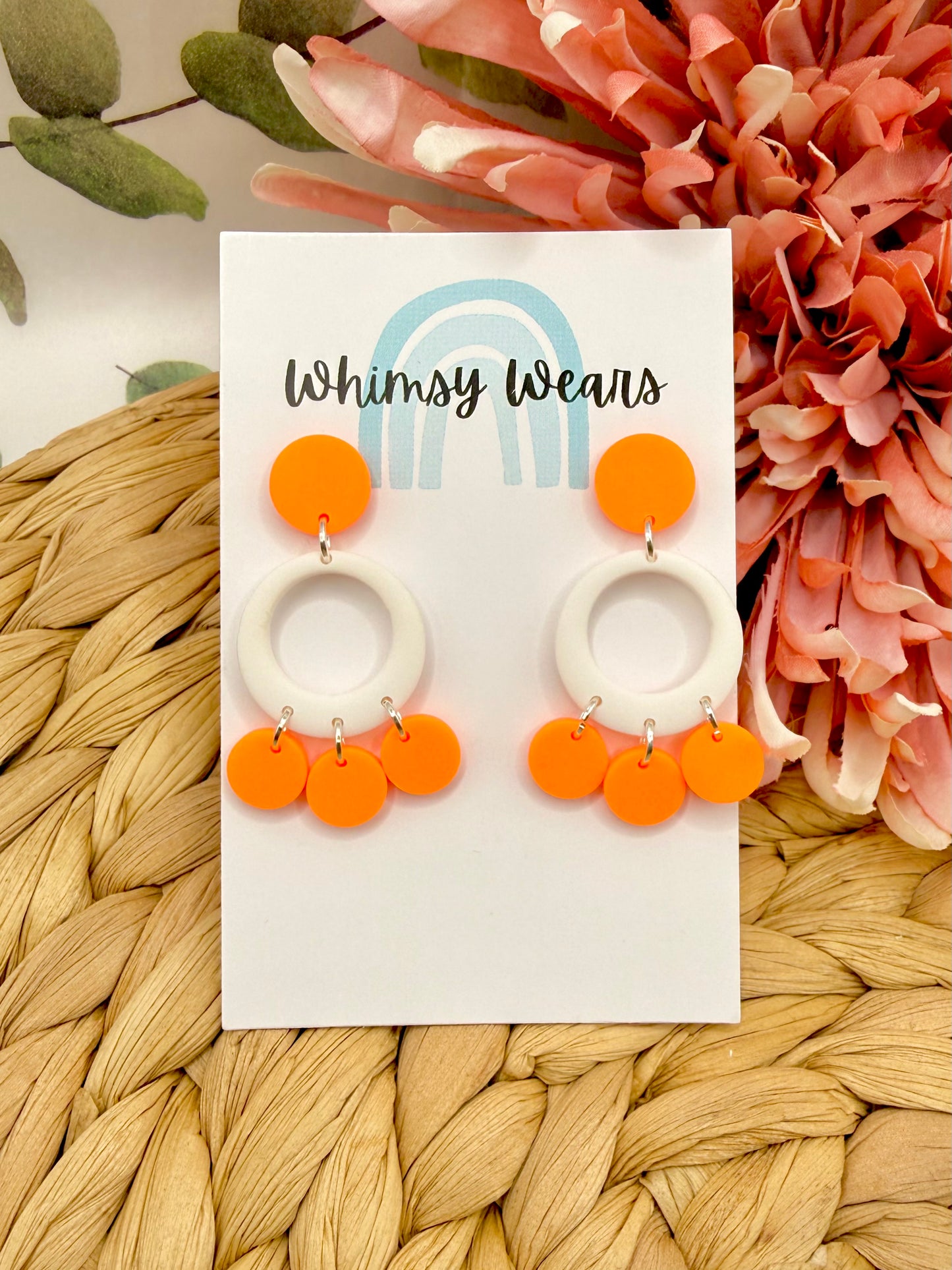 Neon Orange Circle Dangles