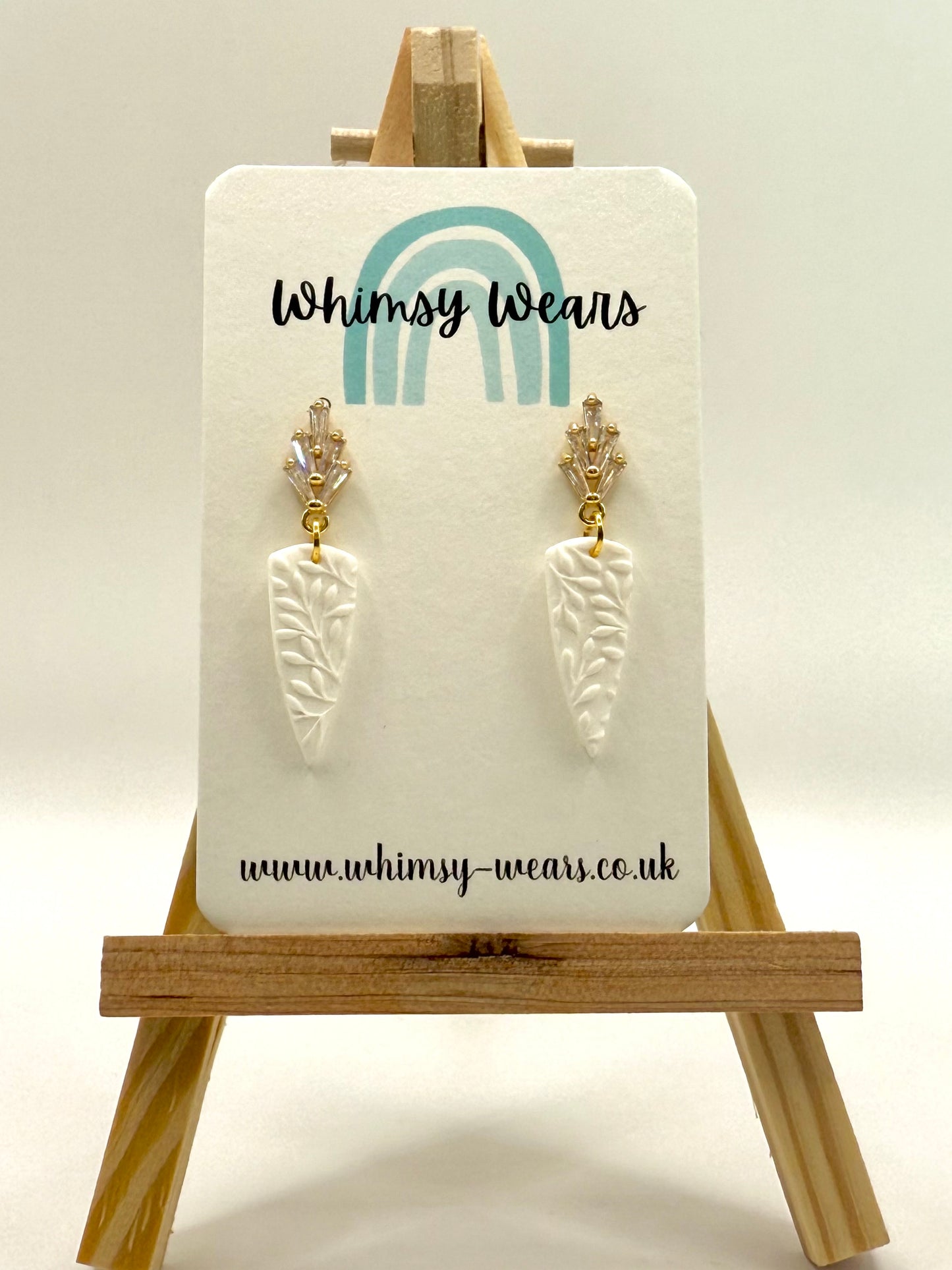 White Leaf Textured Earrings