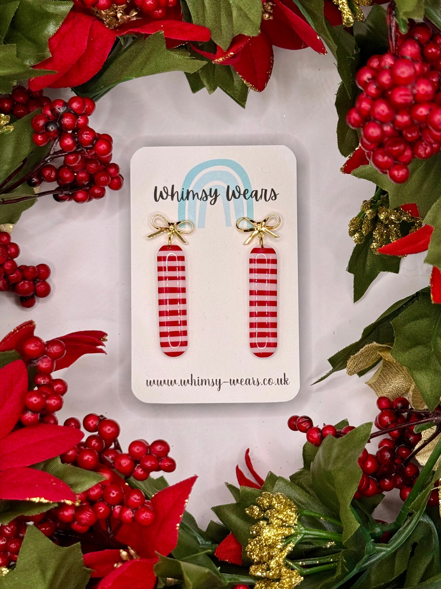 Candy Cane Stripe Drop Earrings