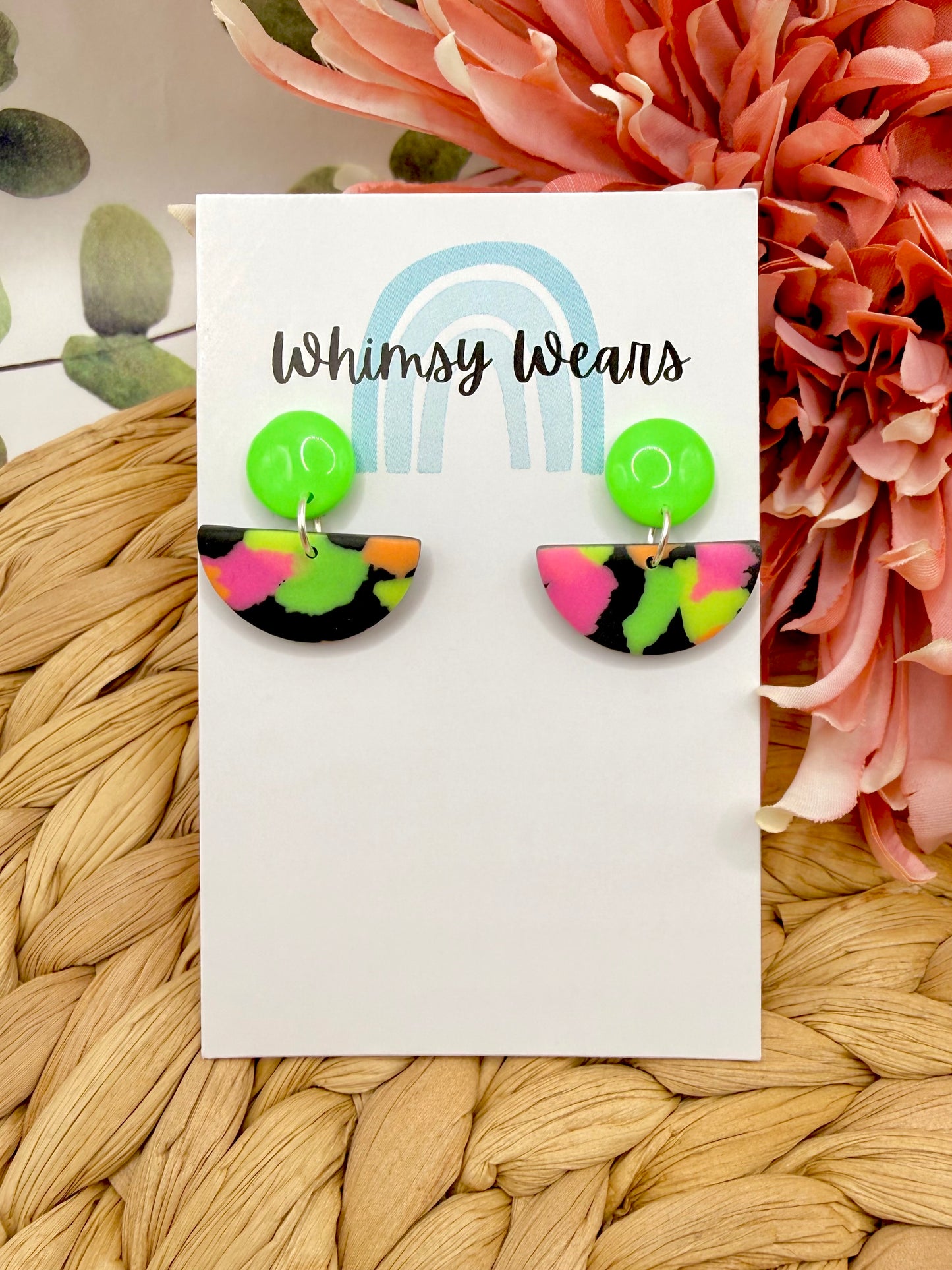 Neon Green Terrazzo Half Circle