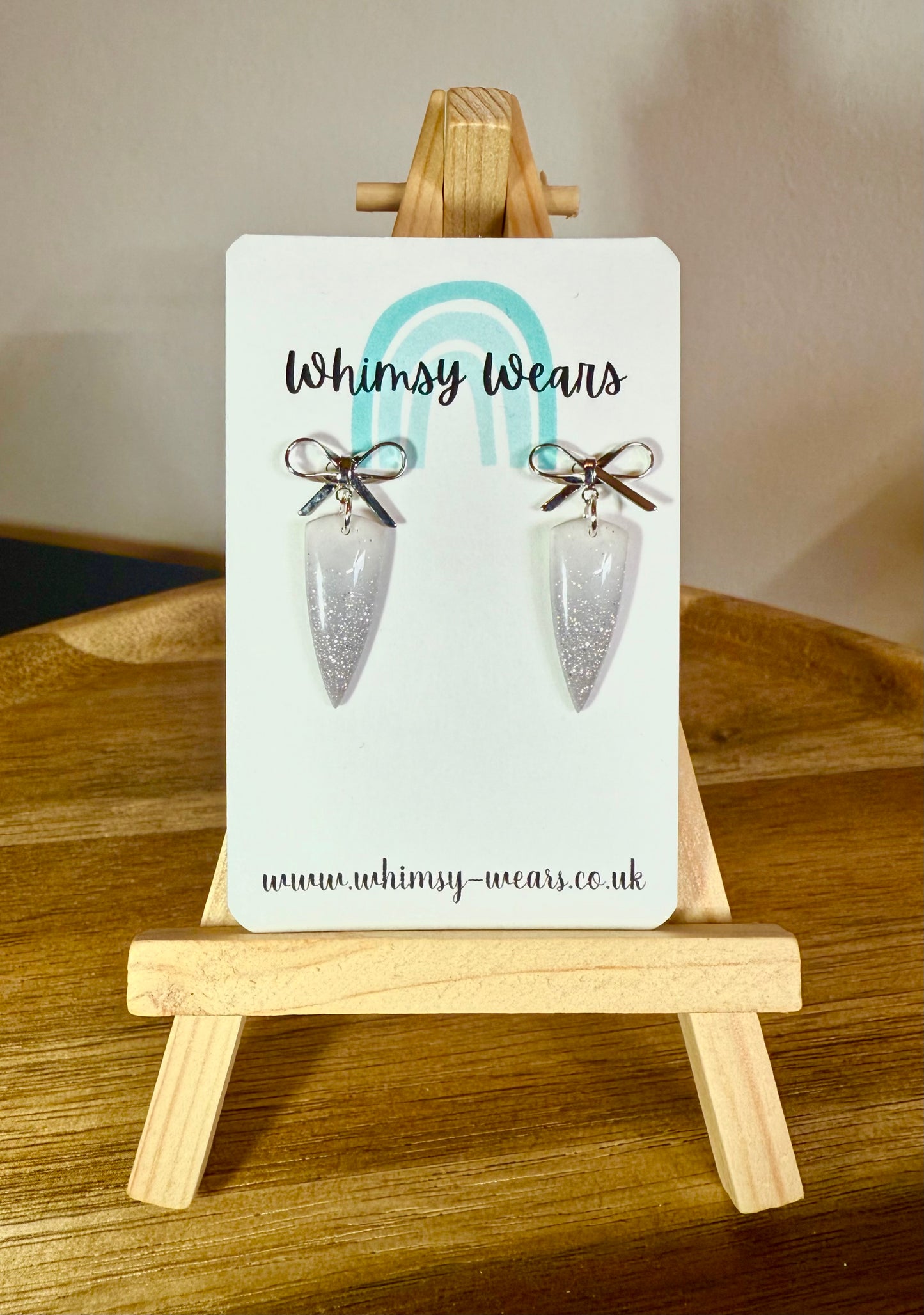 White & Silver Bow Drops