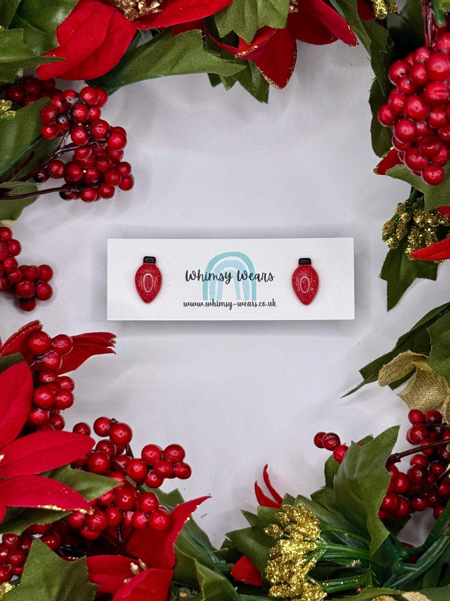 Red Glittery Fairy Light Studs