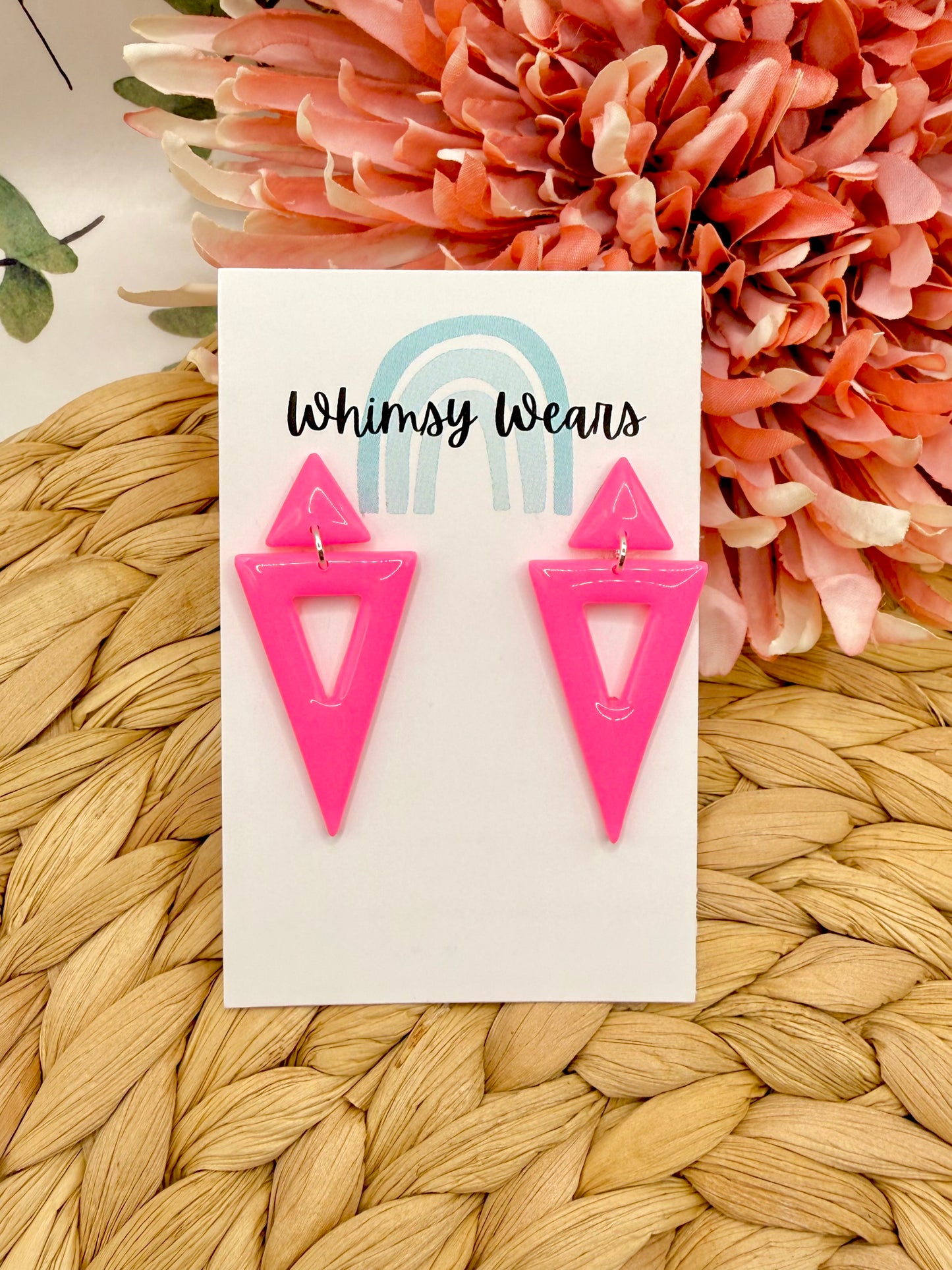 Neon Pink Triangle Dangles