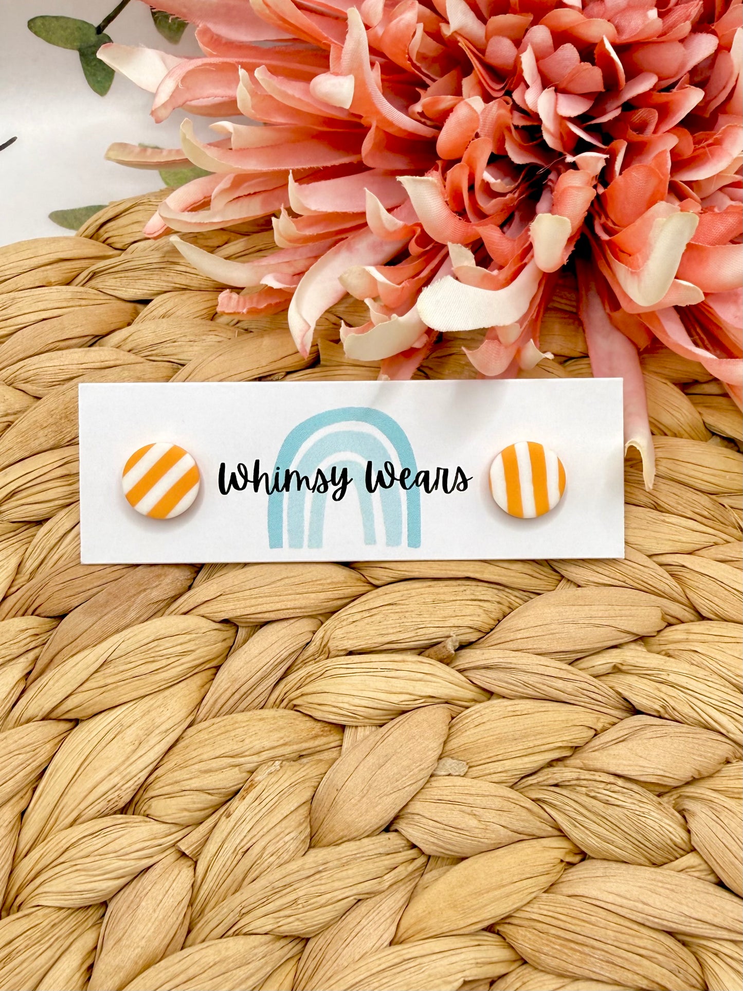 Peach Striped Studs