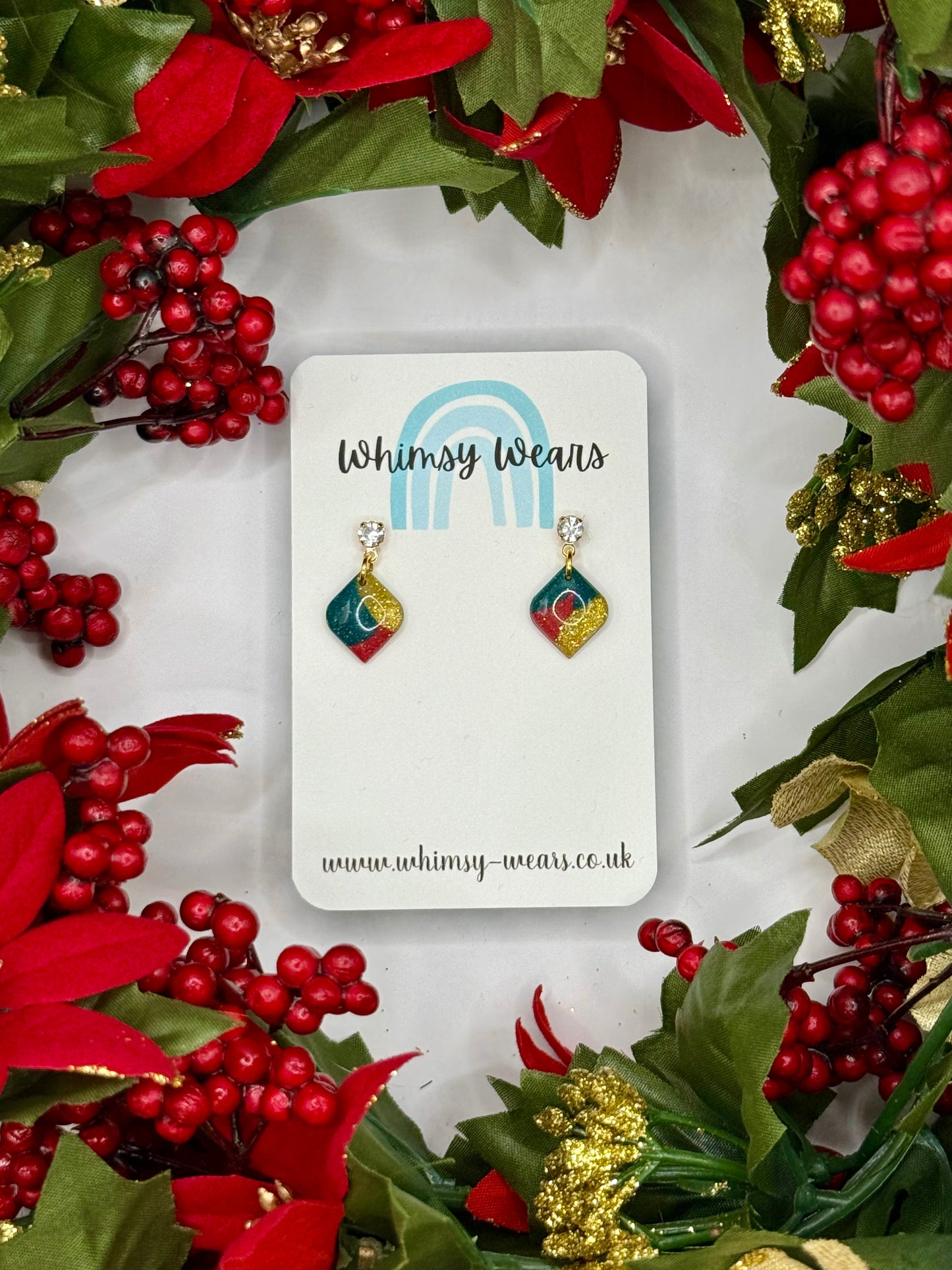 Christmas Drop Earrings - Gold