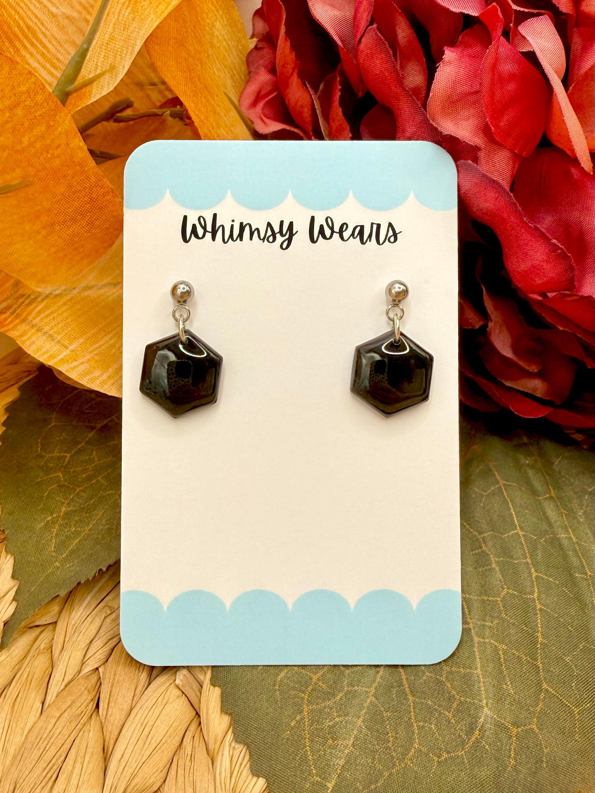 Black Hexagon Dangles
