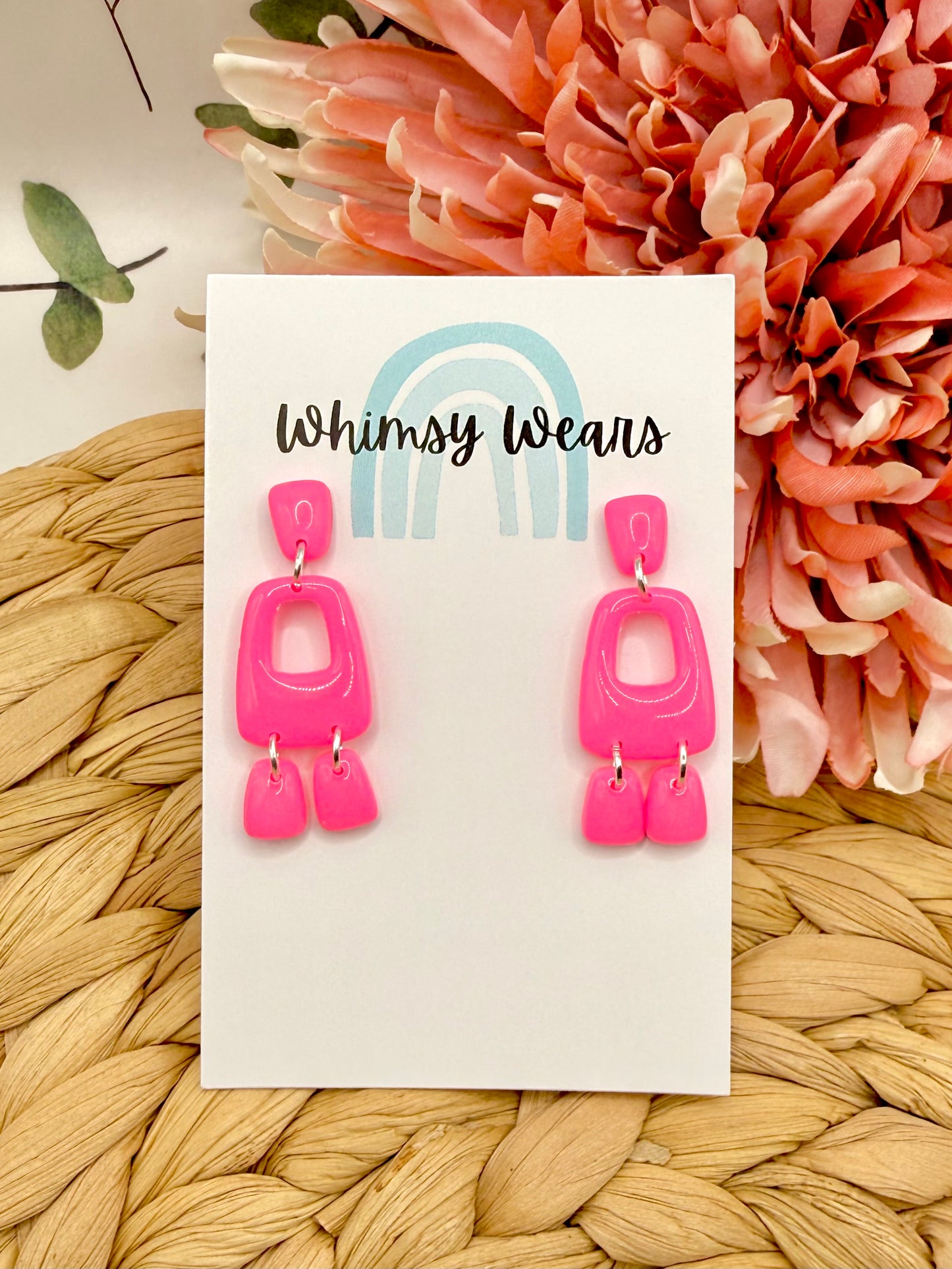 Neon Pink Toggle Dangles