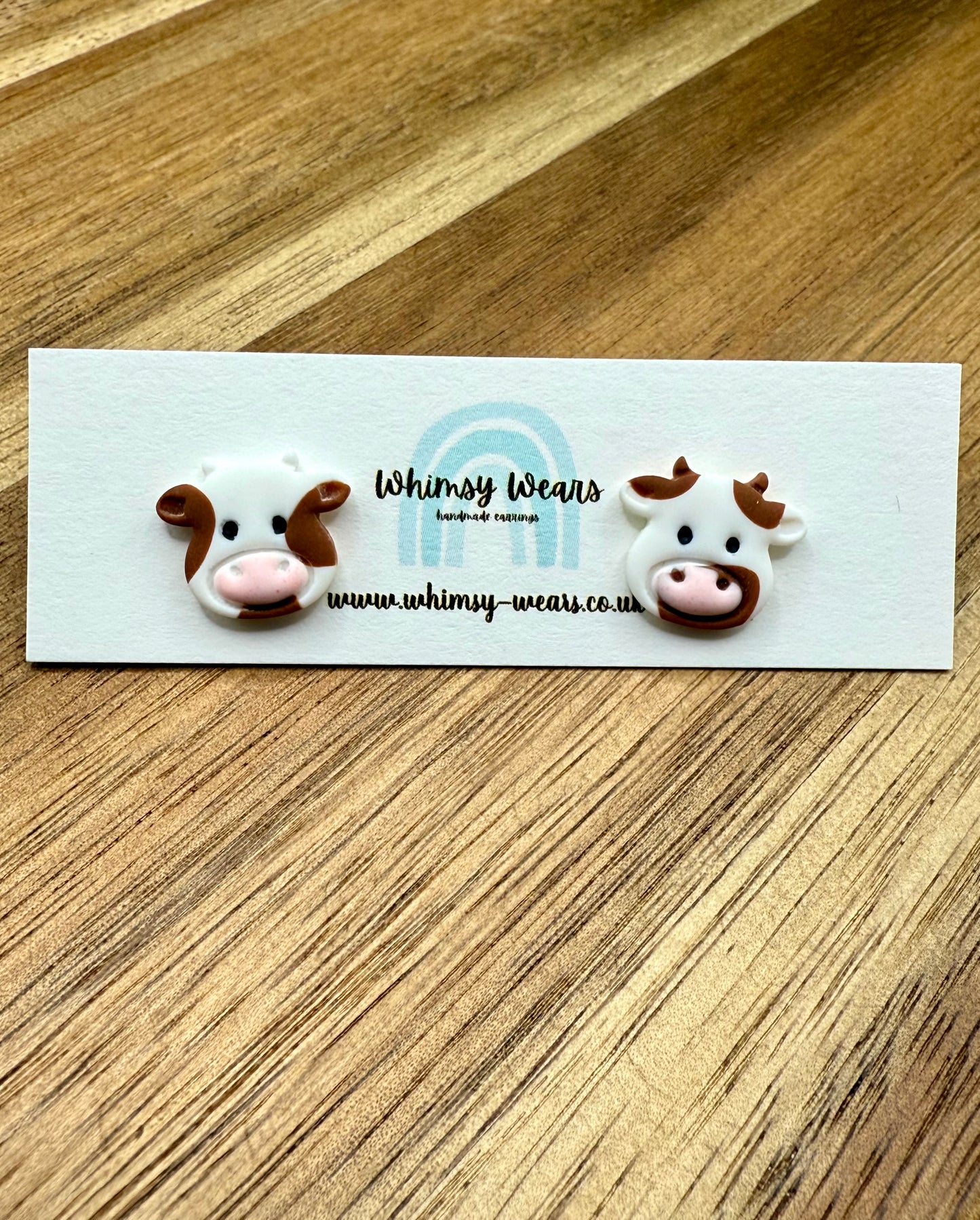 Brown & White Cow Studs