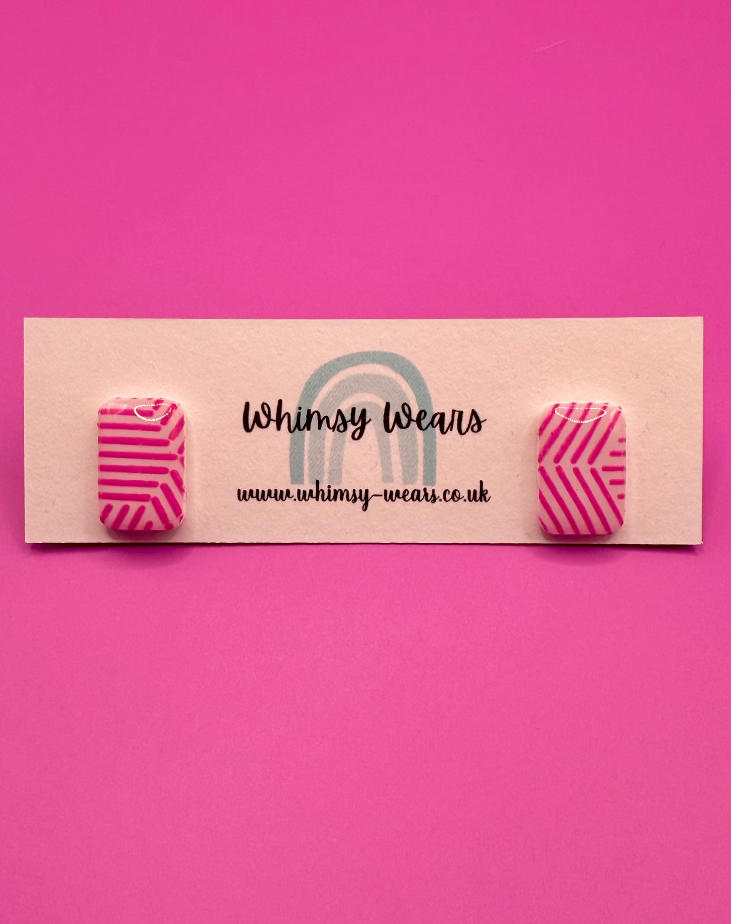 Pink Stripe Studs