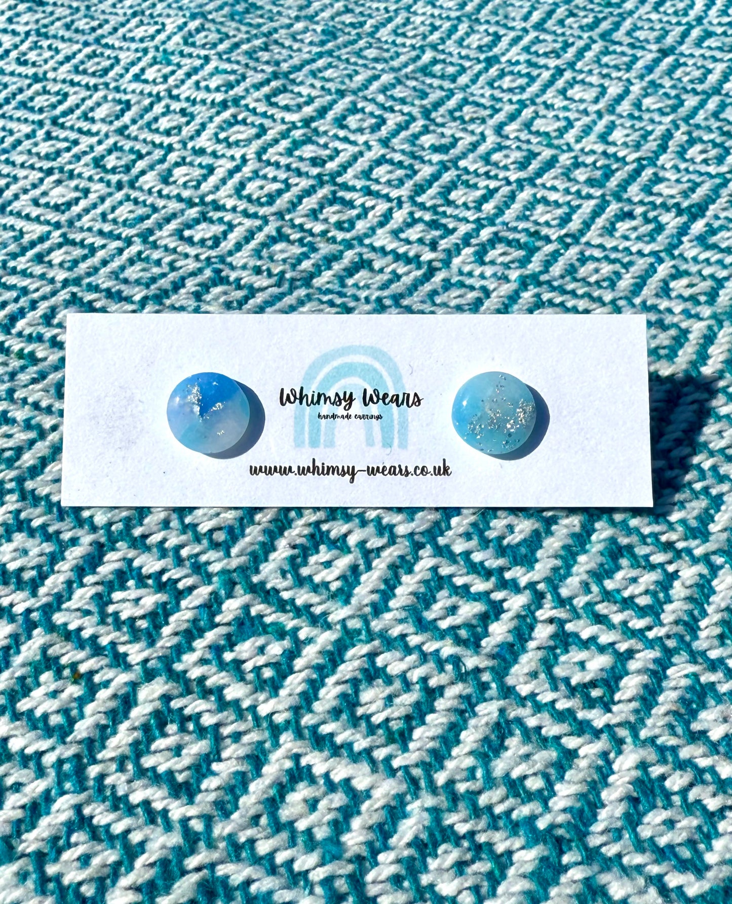 Blue & Silver Marble Studs