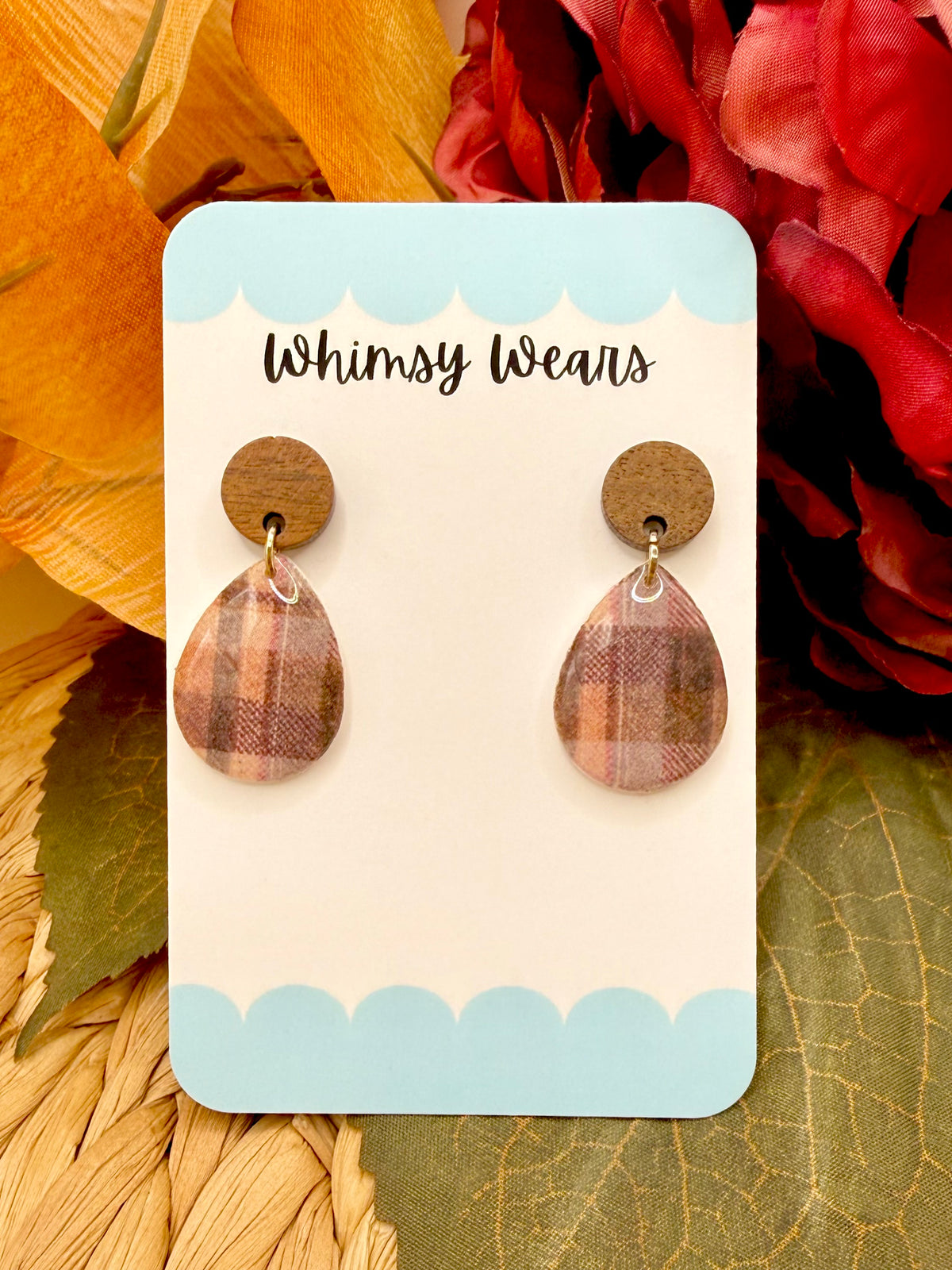 Burgundy Plaid Droplets