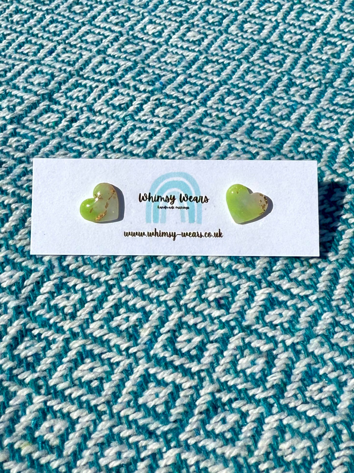 Green & Gold Marble Studs