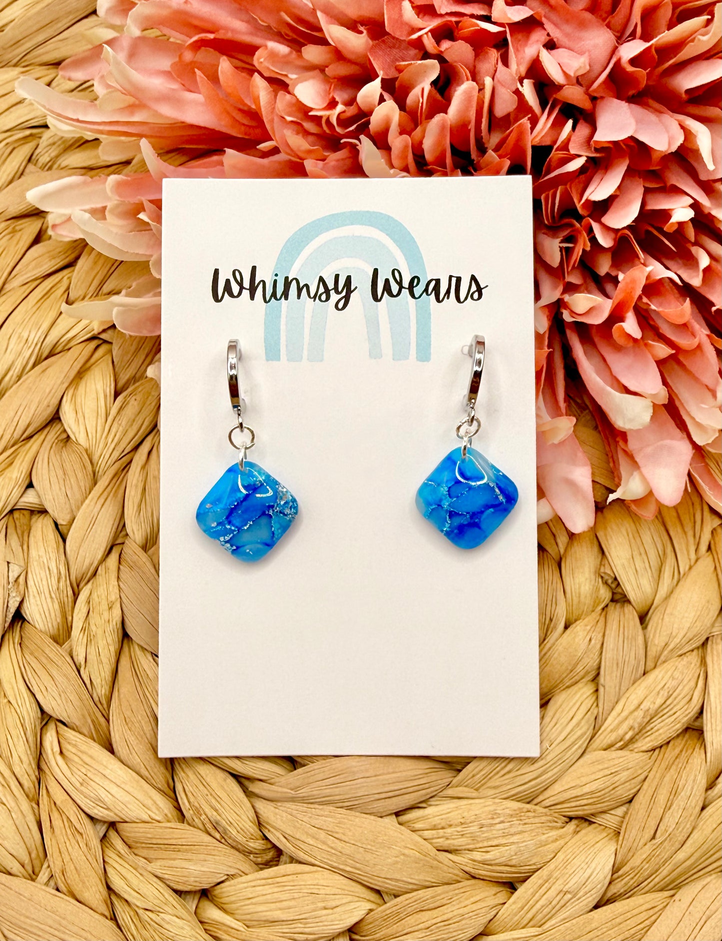 Blue Marbled Square Drops