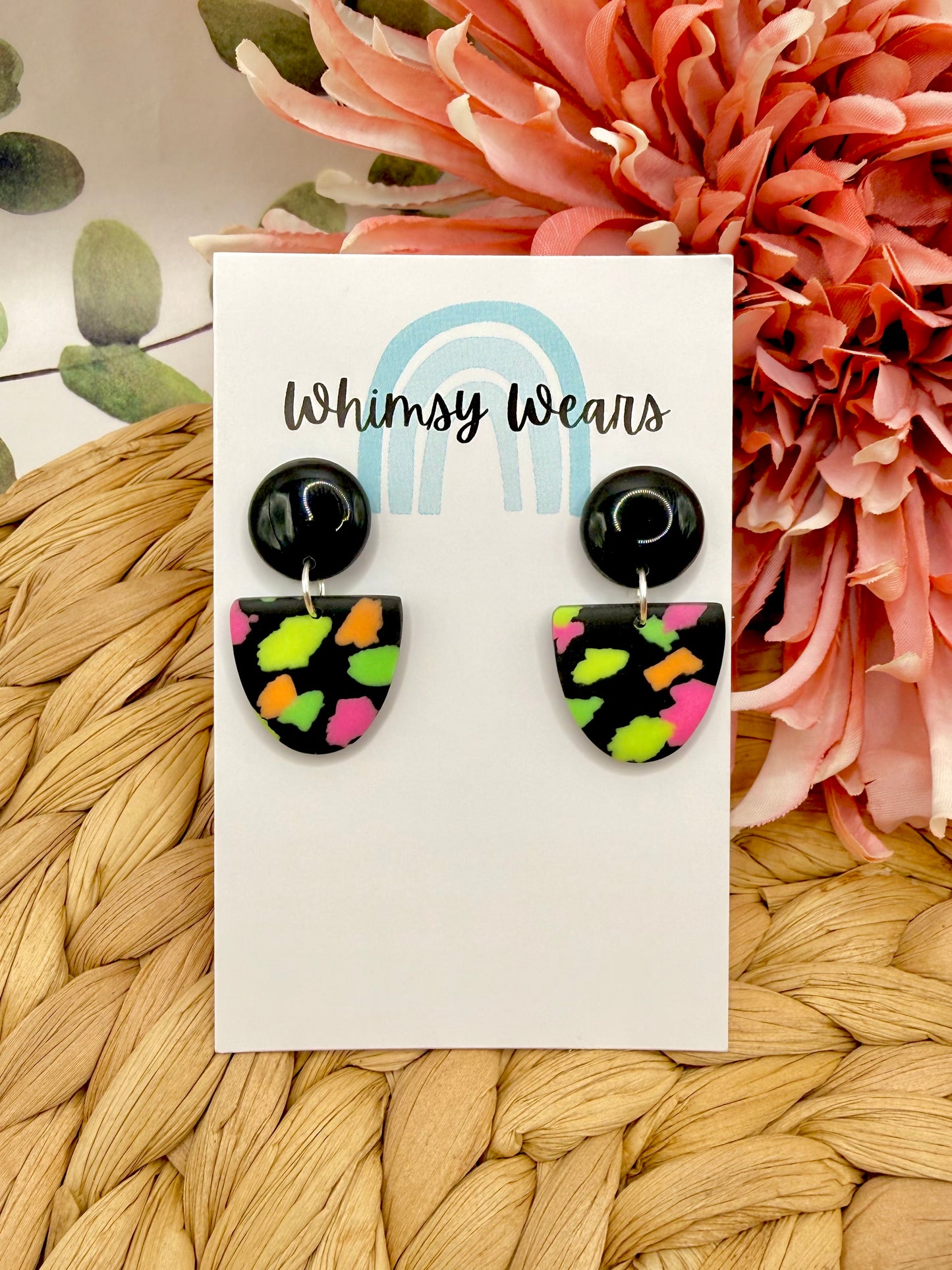 Black & Neon Terrazzo Dangles