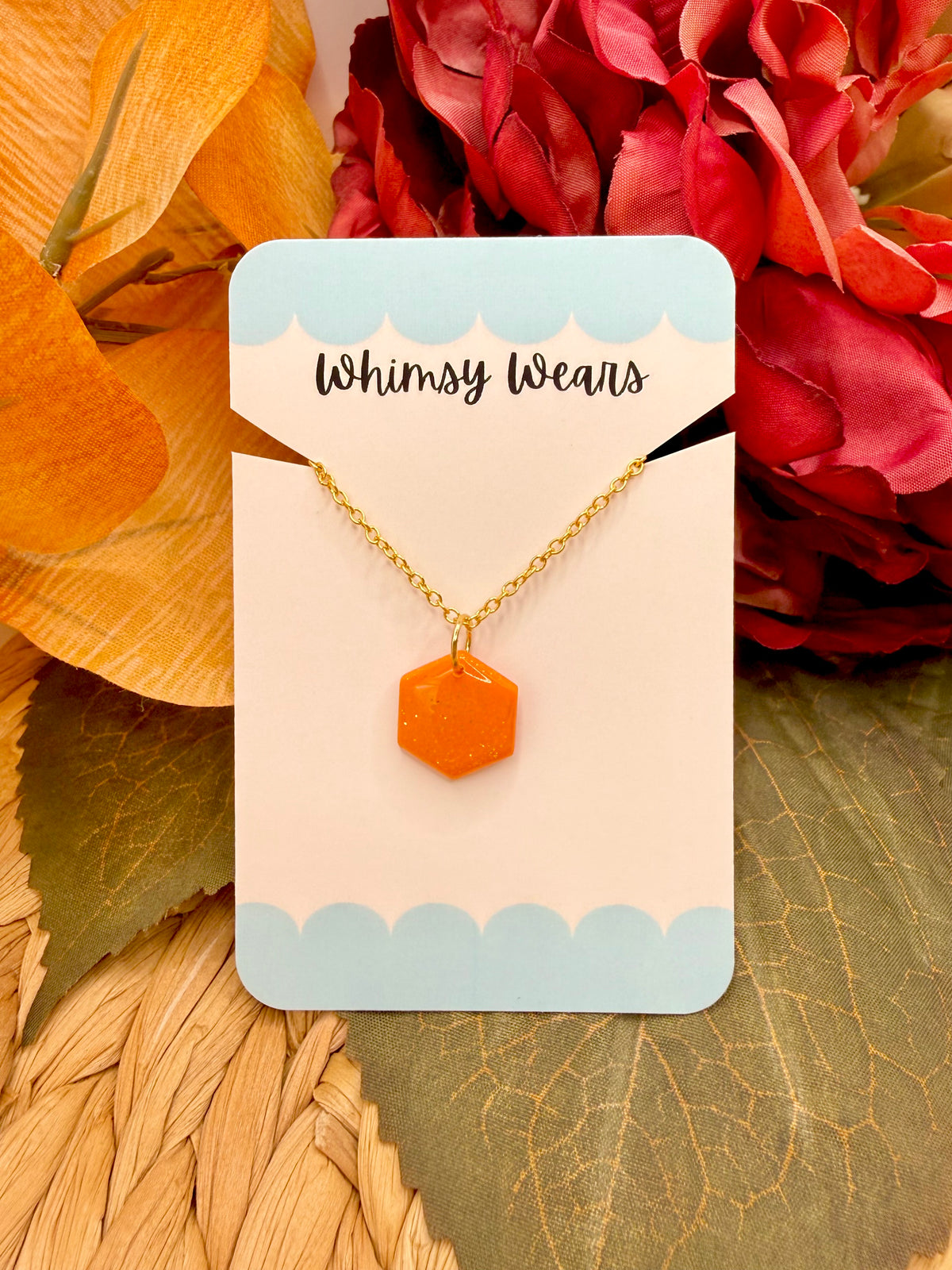 Orange Glitter Necklace