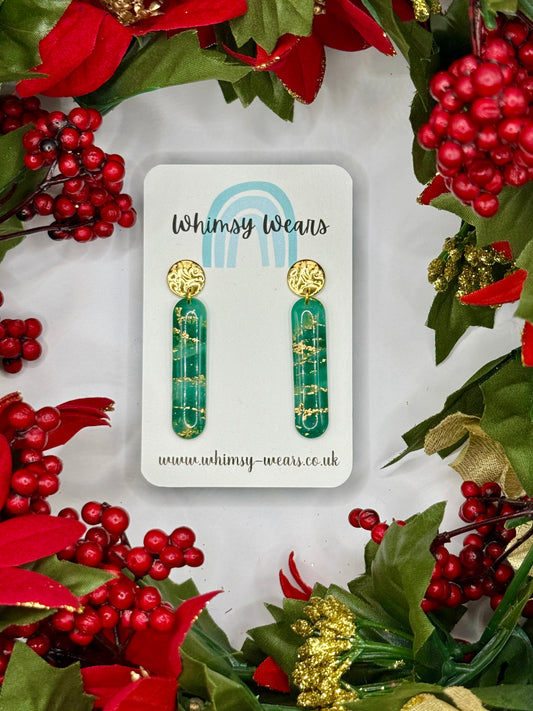 Green & Gold Drop Earrings