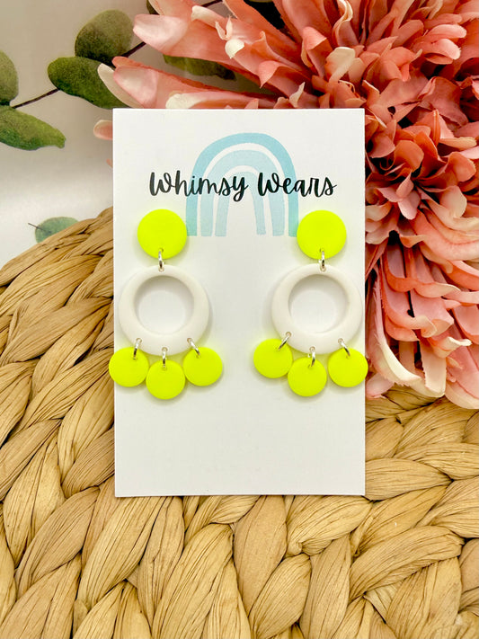 Neon Yellow Circle Dangles