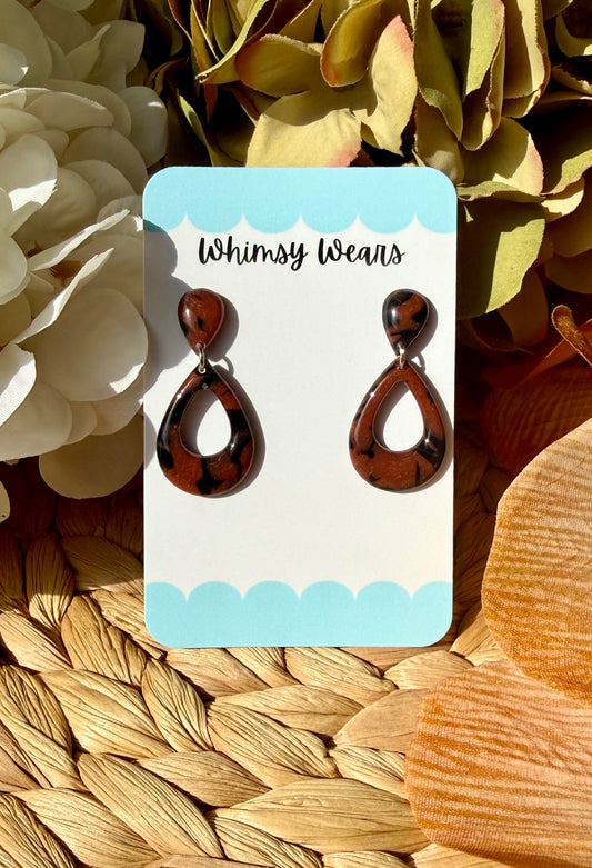 Tortoiseshell Droplet Dangles - LIMITED