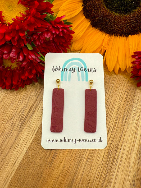 Burgundy Rectangle Drop Earrings