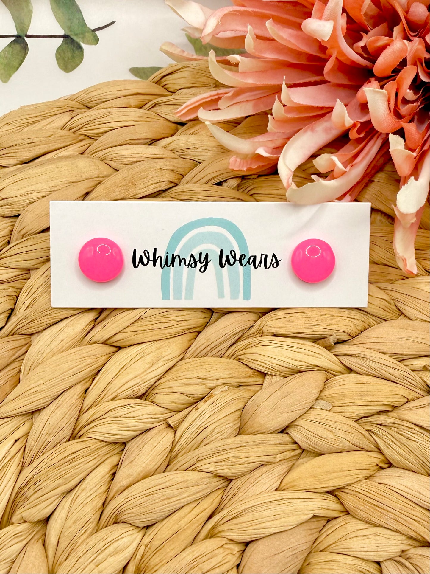 Neon Pink Circle Studs