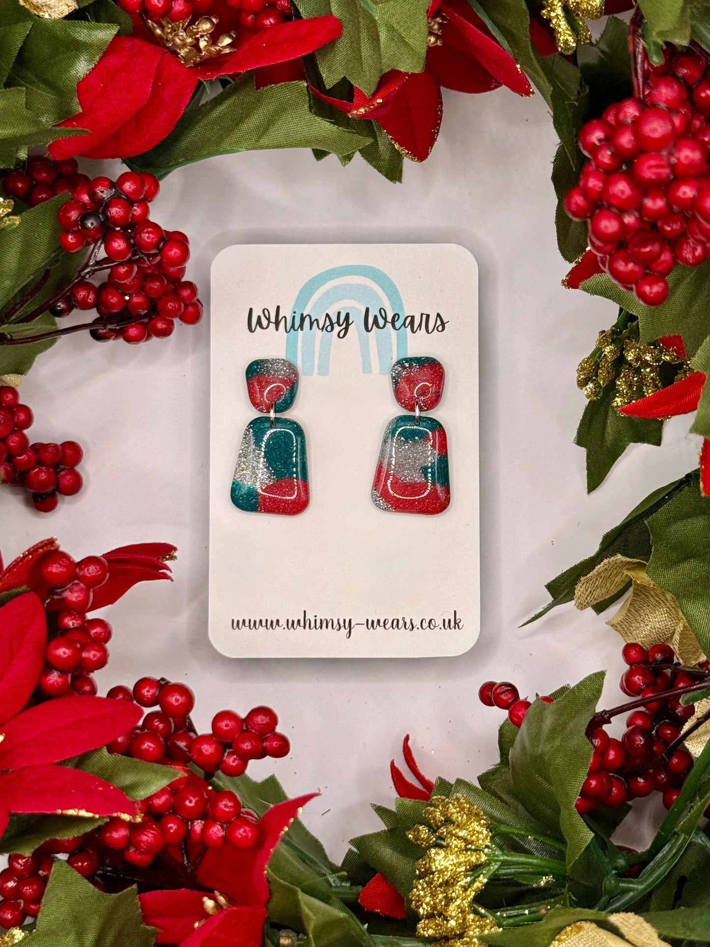 Christmas Toggle Earrings - Silver