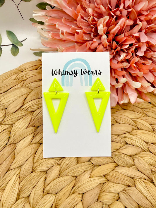 Neon Yellow Triangle Dangles