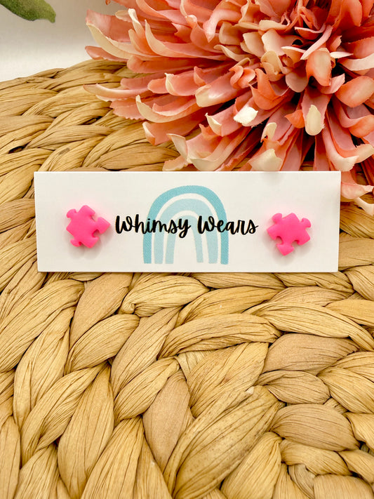 Neon Pink Puzzle Studs