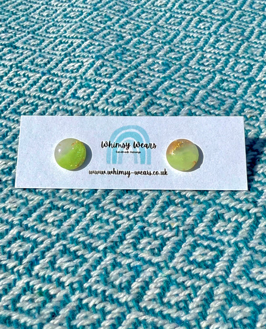 Green & Gold Marble Studs