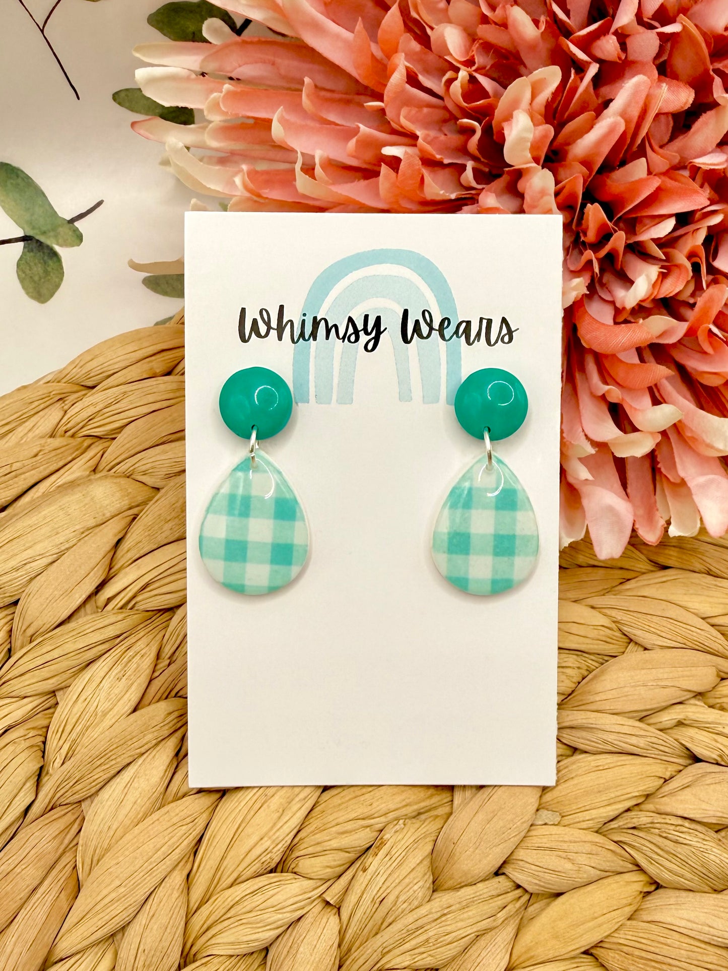 Green Gingham Droplets