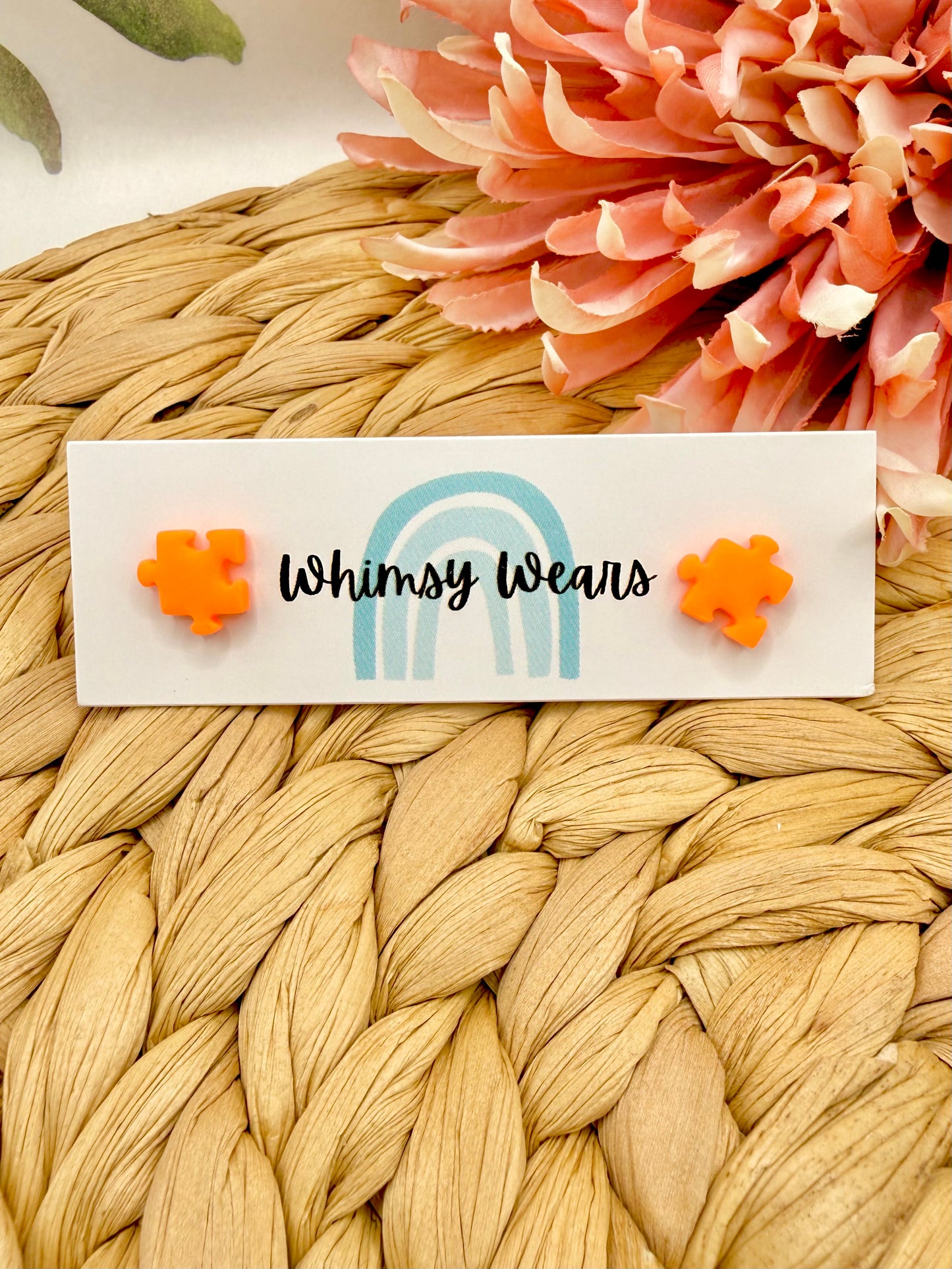 Neon Orange Puzzle Studs