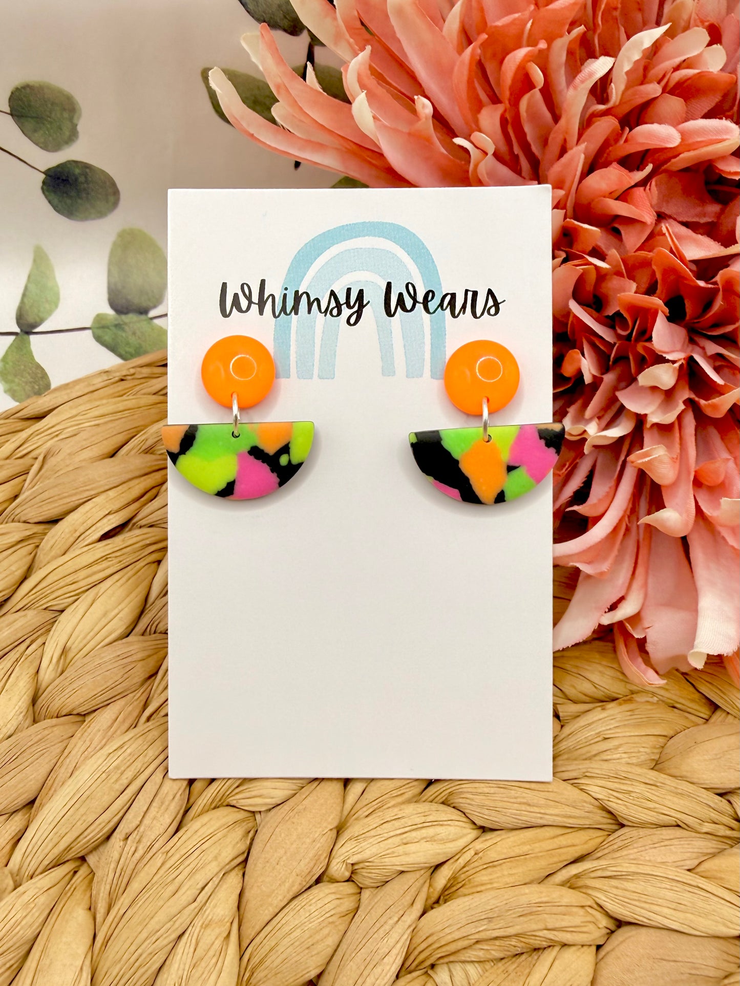 Neon Orange Terrazzo Half Circle