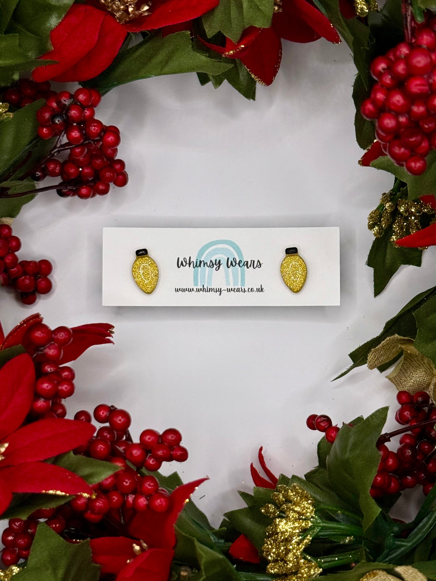 Gold Glittery Fairy Light Studs