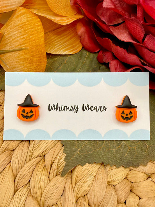 Witch Hat Pumpkin Studs