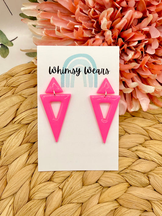 Neon Pink Triangle Dangles