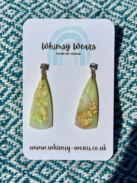 Green & Gold Marble Large Drops