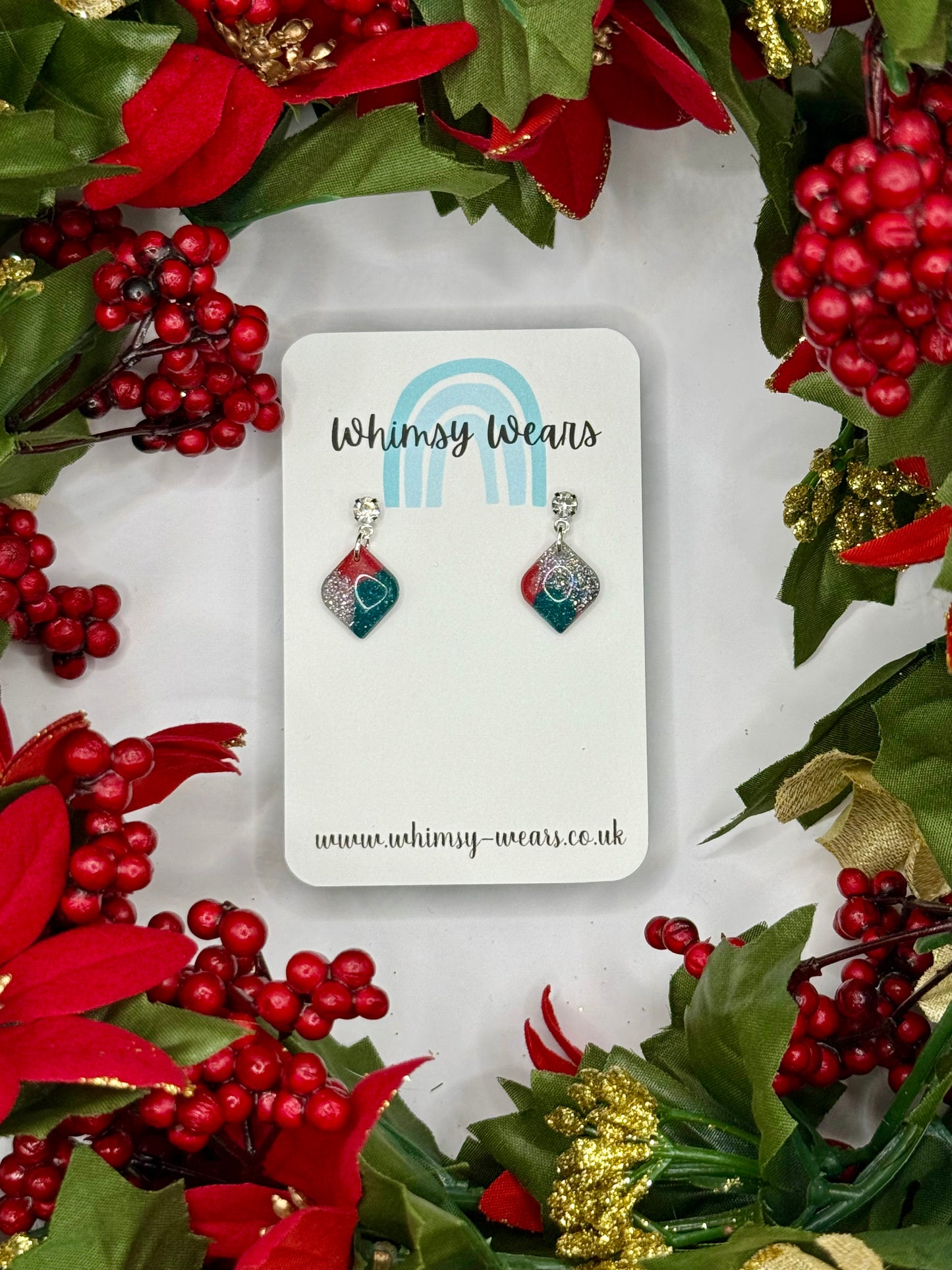 Christmas Drop Earrings - Silver