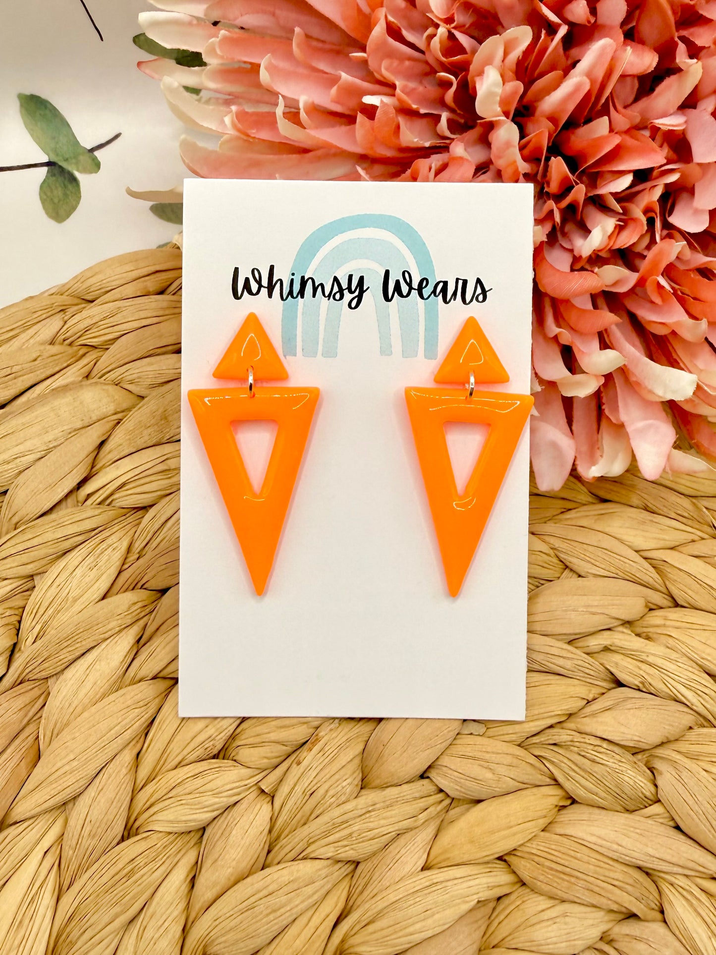 Neon Orange Triangle Dangles