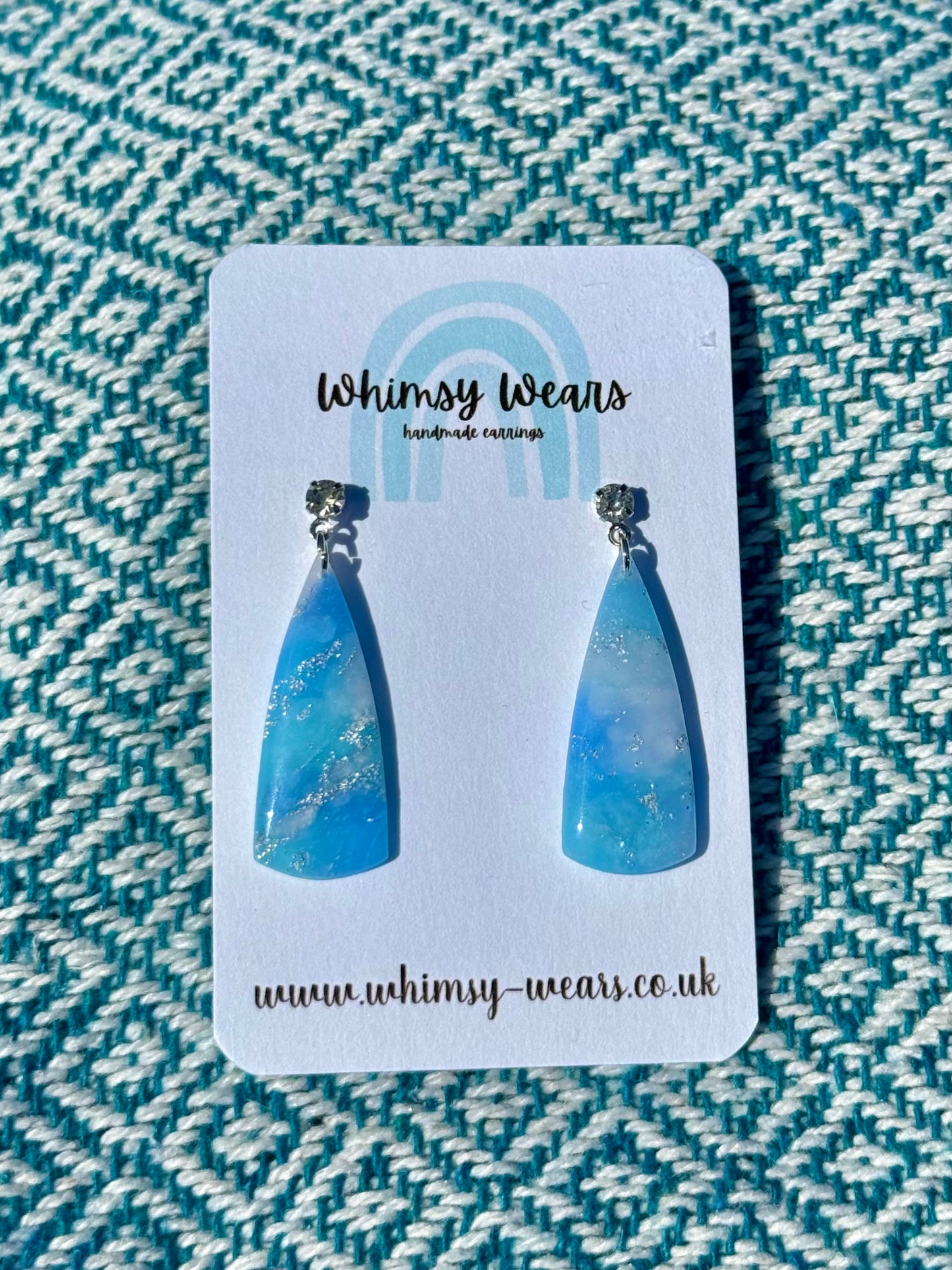 Blue & Silver Marble Large Drops