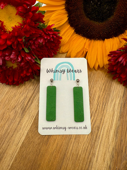 Forest Green Rectangle Drop Earrings