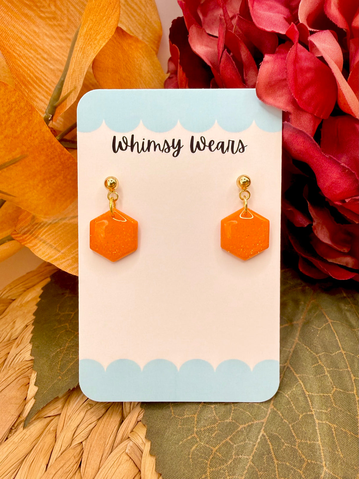 Orange Glitter Dangles
