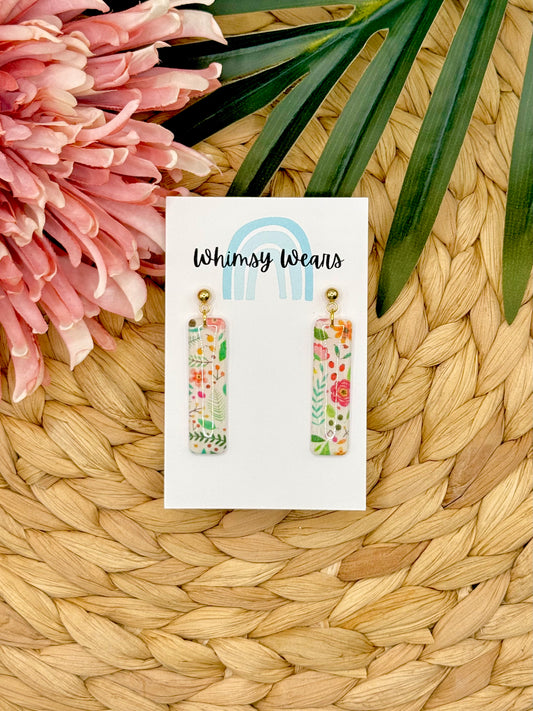 Spring Floral Rectangle Dangles