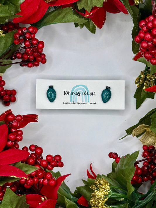 Green Glittery Fairy Light Studs