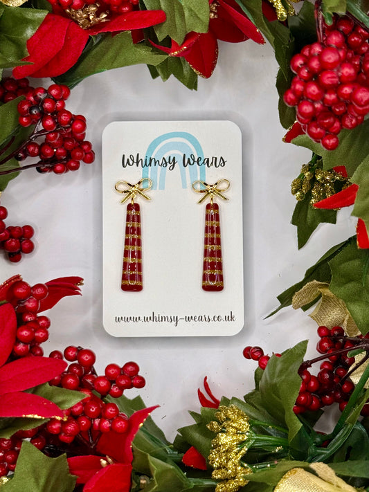 Red & Gold Drop Earrings