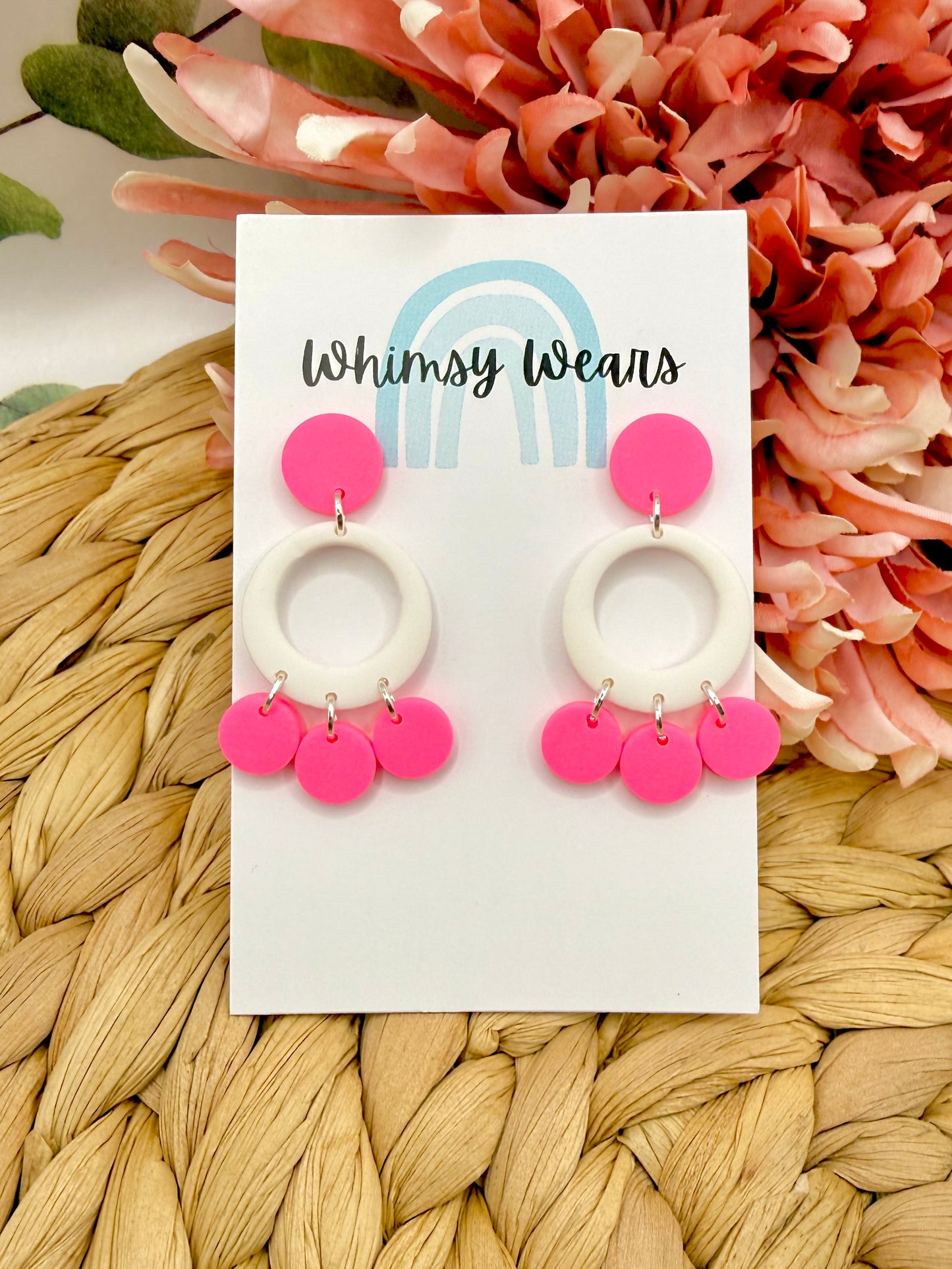 Neon Pink Circle Dangles
