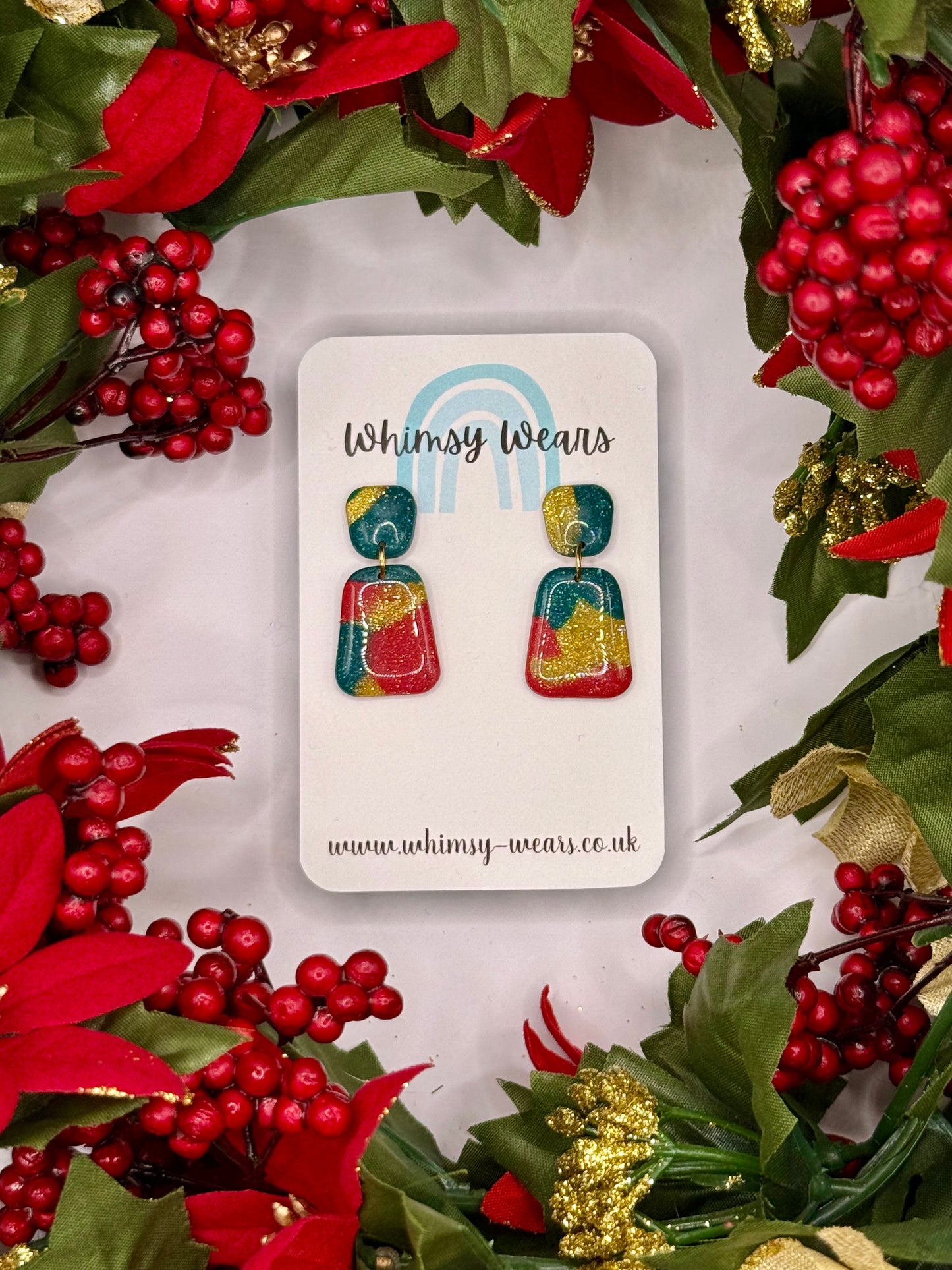 Christmas Toggle Earrings - Gold