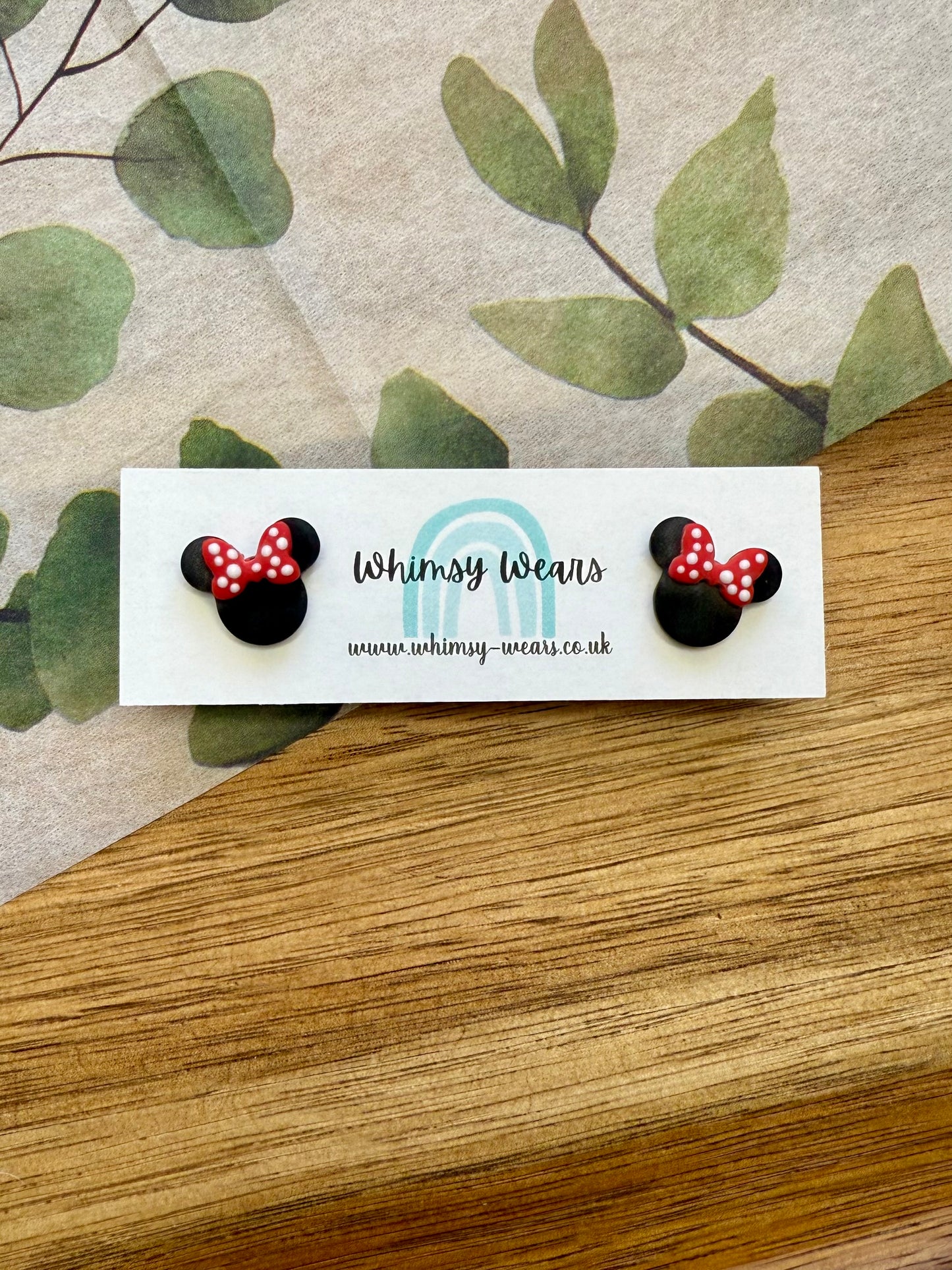 Mouse Ear with Bow Studs