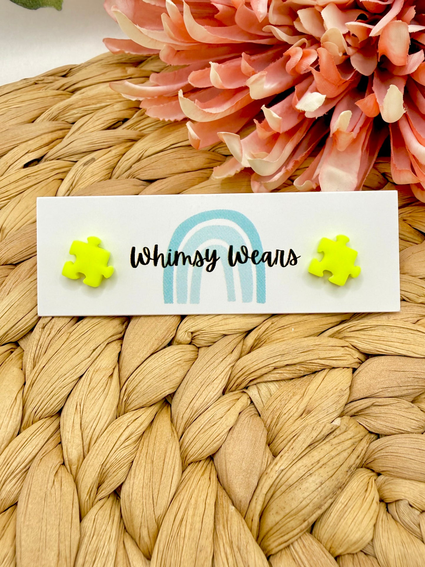 Neon Yellow Puzzle Studs
