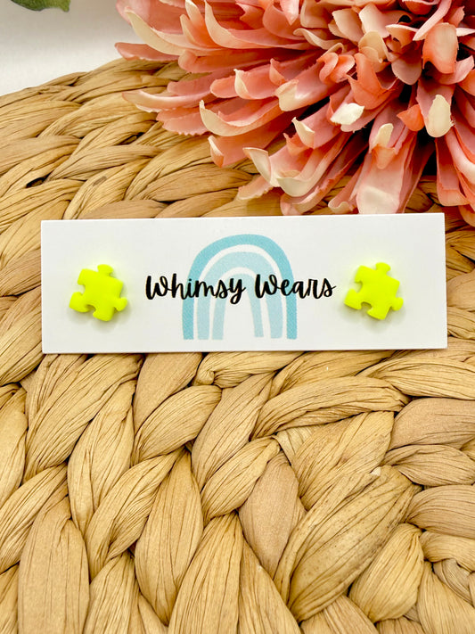 Neon Yellow Puzzle Studs